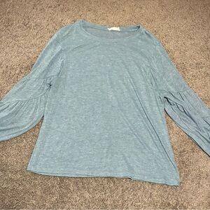 Elegant Long Sleeve Blue Women's Top